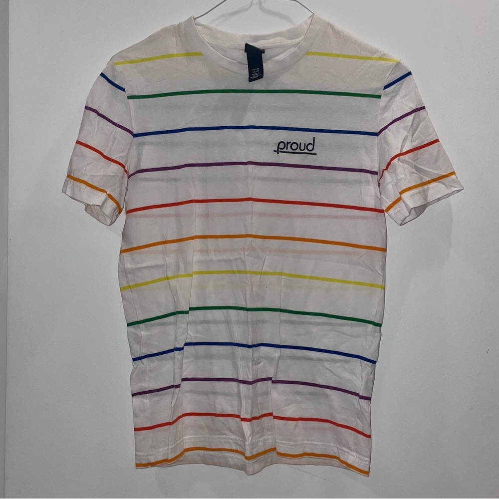 H&M White Tee with Colorful Stripes